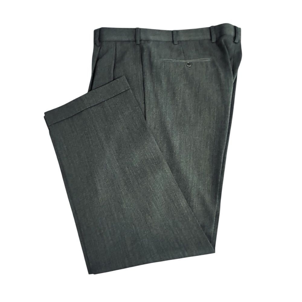 Brooks Brothers Gray Dress Pants Smooth Wool Cuffed Pleated Gray Mens 36 x 30.5